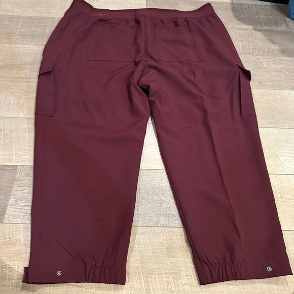 STYLUS WOMENS BURGUNDY RED HIGH RISE JOGGER PANTS NEW 3X - Picture 9 of 10